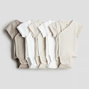 H&M 6M organic cotton 5-pk wrapover bodysuit